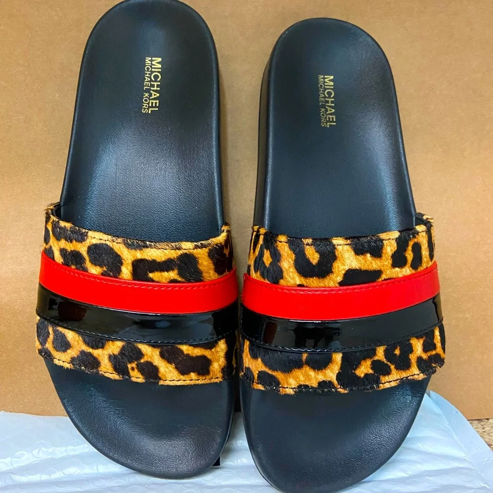 Michael Kors Animal Print Slides - Picture 2 of 14